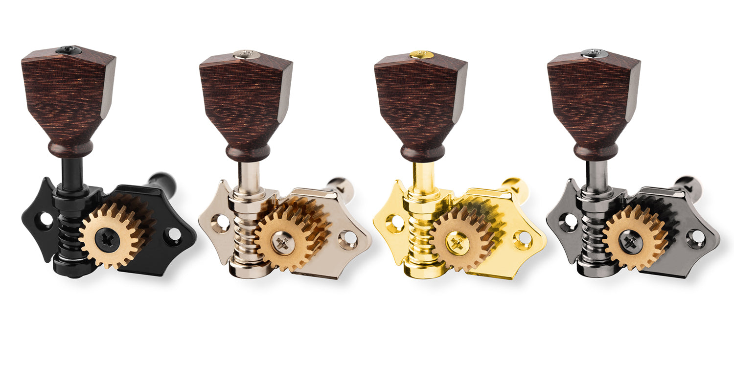 4-String Set - ApeX - Ukulele Mechaniken - Keystone Tulip Tamarindenholz Buttons - 8,5 mm (18:1)