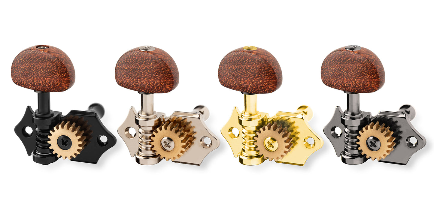 4-String Set - ApeX - Ukulele Mechaniken - Vintage Kidney Bean Tamarindenholz Buttons - 8,5 mm (18:1)