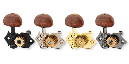 4-String Set - ApeX - Ukulele Mechaniken - Vintage Kidney Bean Tamarindenholz Buttons - 8,5 mm (18:1)