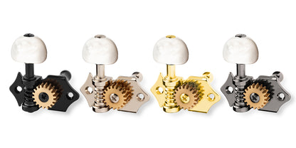 6-String Set - ApeX - Ukulele Mechaniken - Small Vintage Kidney Bean Pearl Buttons - 8,5 mm (18:1)