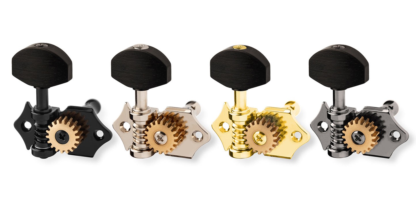 6-String Set - ApeX - offene Gitarren Mechaniken - Big German Ebenholz Buttons - 8,5 mm (18:1)