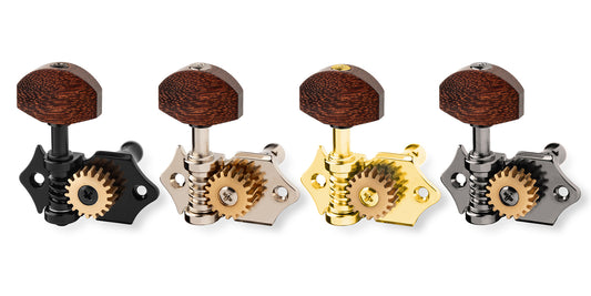 6-String Set - ApeX - offene Gitarren Mechaniken - Big German Tamarindenholz Buttons - 8,5 mm (18:1)