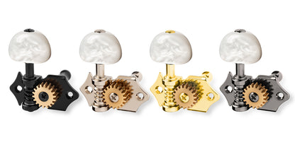 6-String Set - ApeX - offene Gitarren Mechaniken - Big Vintage Kidney Bean Pearl Buttons - 8,5 mm (18:1)