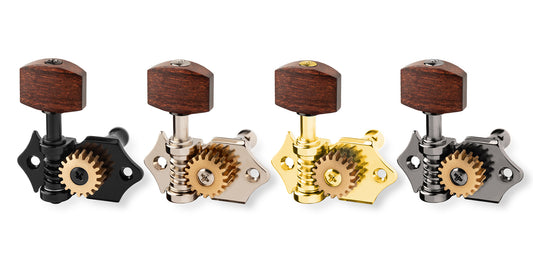 6-String Set - ApeX - offene Gitarren Mechaniken - Small German Tamarindenholz Buttons - 8,5 mm (18:1)