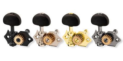 6-String Set - ApeX - offene Gitarren Mechaniken - Vintage Kidney Bean Ebenholz Buttons - 8,5 mm (18:1)