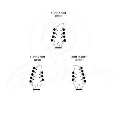 8-String Set - Monkey Locks - Locking Tuners - Gitarren Klemm Mechaniken - Big German Metal Buttons - Guitar Monkey
