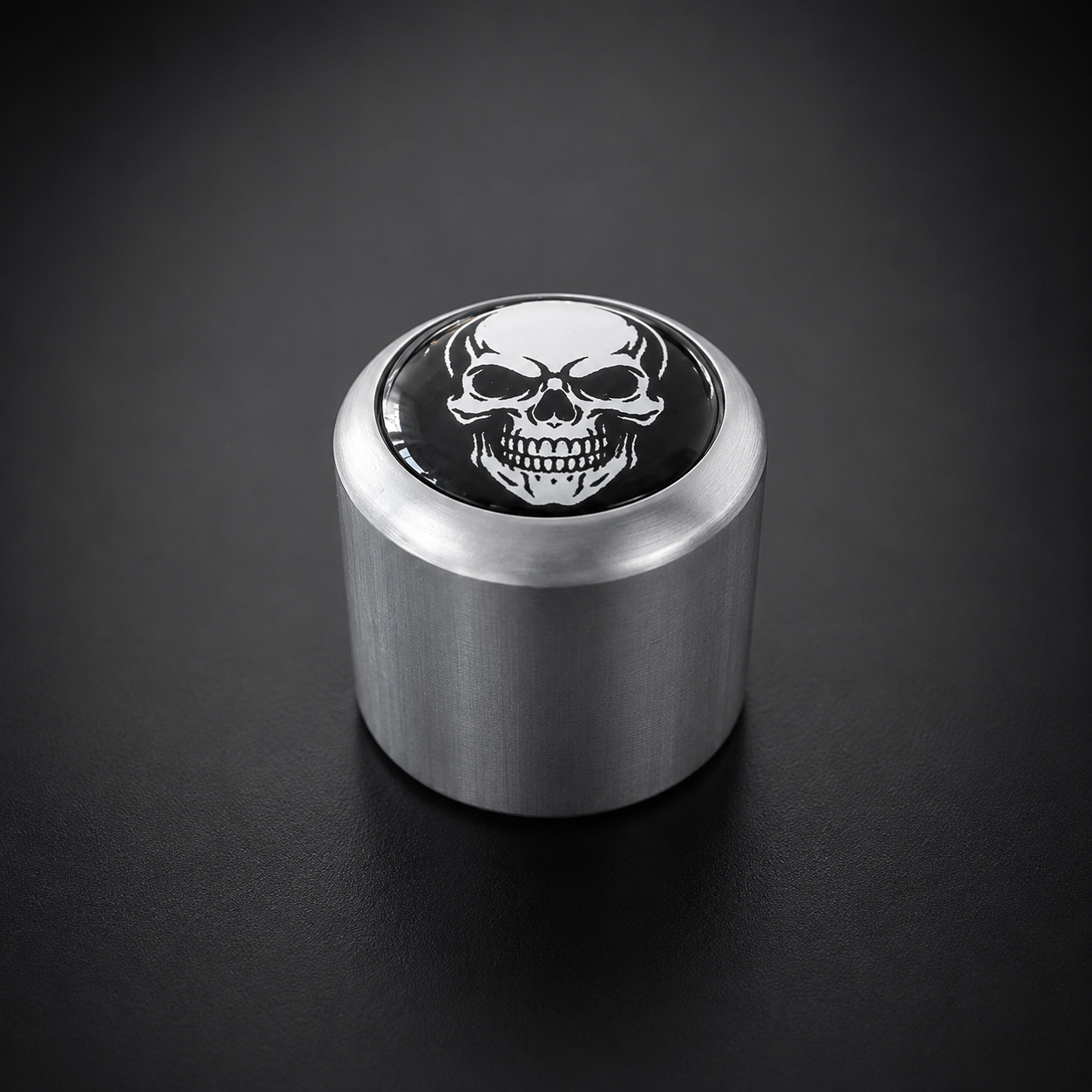 Skull Badge Volume Knob - Satin Silver Aluminium