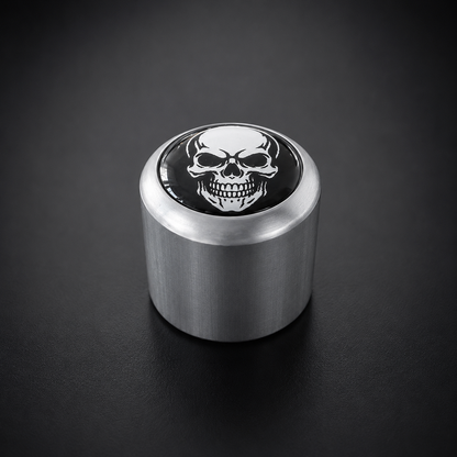 Skull Badge Volume Knob - Satin Silver Aluminium