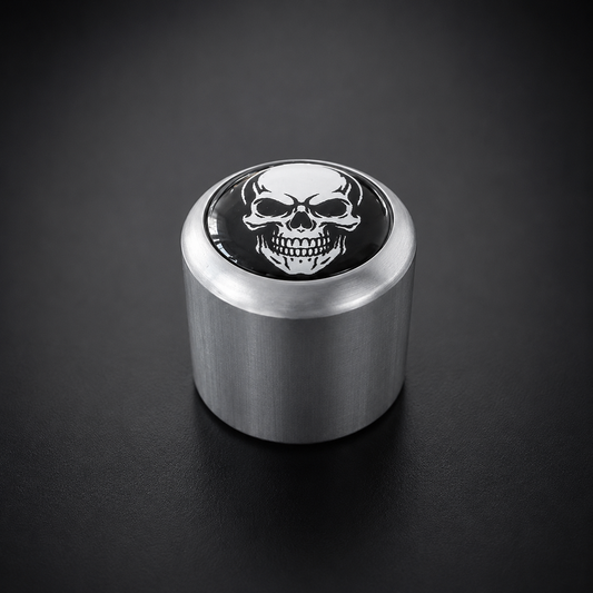 Skull Badge Volume Knob - Satin Silver Aluminium