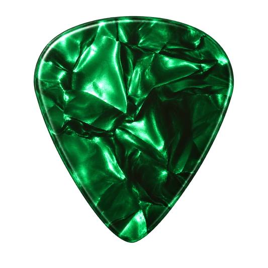 Beidseitig individuell bedruckte Standard 351 Picks - Celluloid - Pearl Grün 3