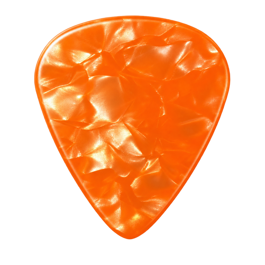 Beidseitig individuell bedruckte Standard 351 Picks - Celluloid - Pearl Orange