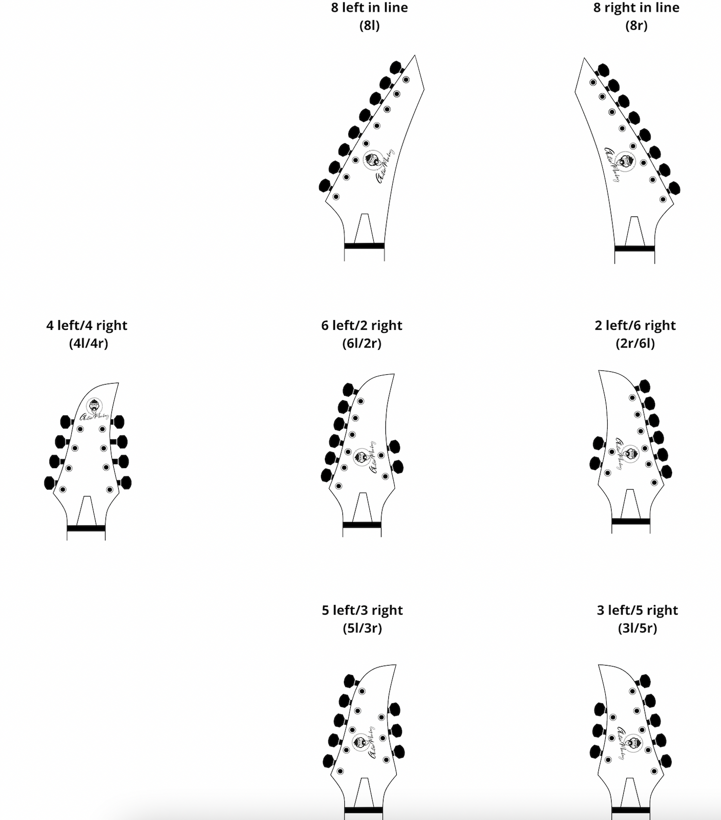 Juego de 8 cuerdas - Candados de mono personalizados - Clavijeros con bloqueo