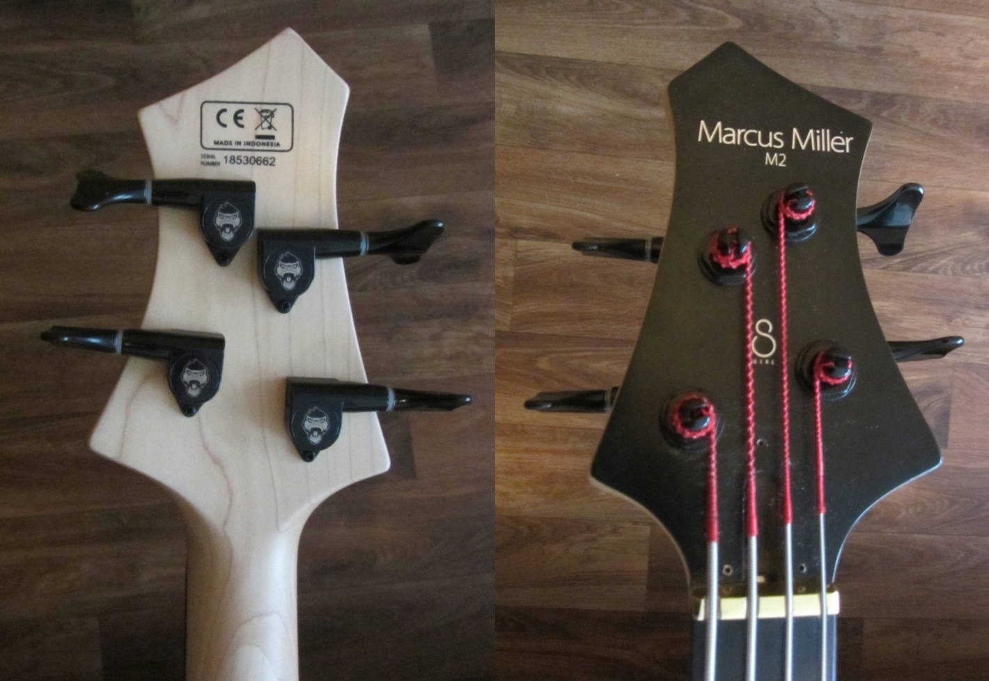 Marcus Miller Bass mit 4-String (2l+2r) Guitar Monkey Bass Mechaniken Schwarz