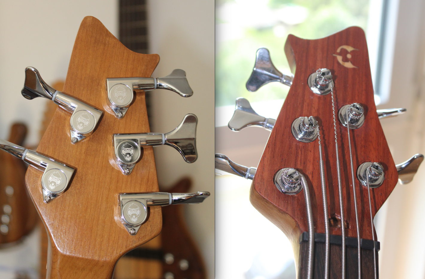 Eigenbau Bass mit 5-String (3l+2r) Guitar Monkey Bass Mechaniken Chrom