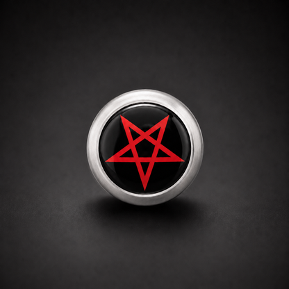 Red Pentagram Badge Volume Knob - Satin Silver Aluminium
