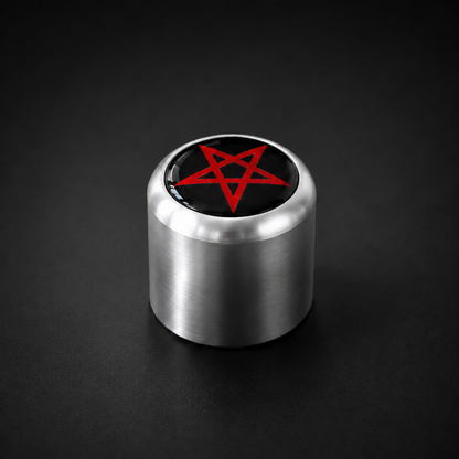 Red Pentagram Badge Volume Knob - Satin Silver Aluminium