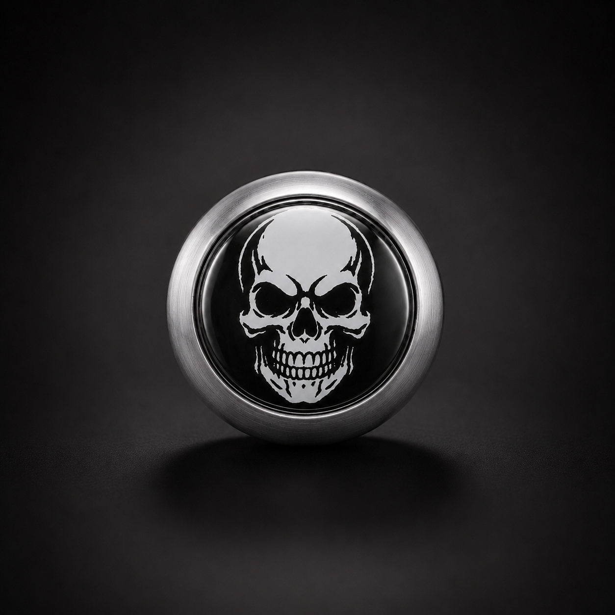 Skull Badge Volume Knob - Satin Silver Aluminium