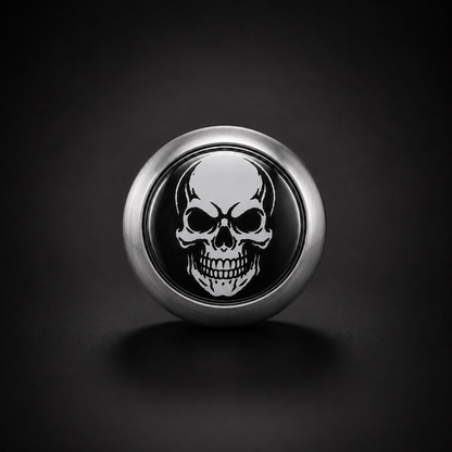 Skull Badge Volume Knob - Satin Silver Aluminium