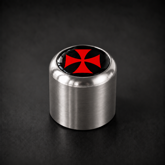 Guitar_Monkey_Badge_Volume_Knob_Silver_Red_Cross