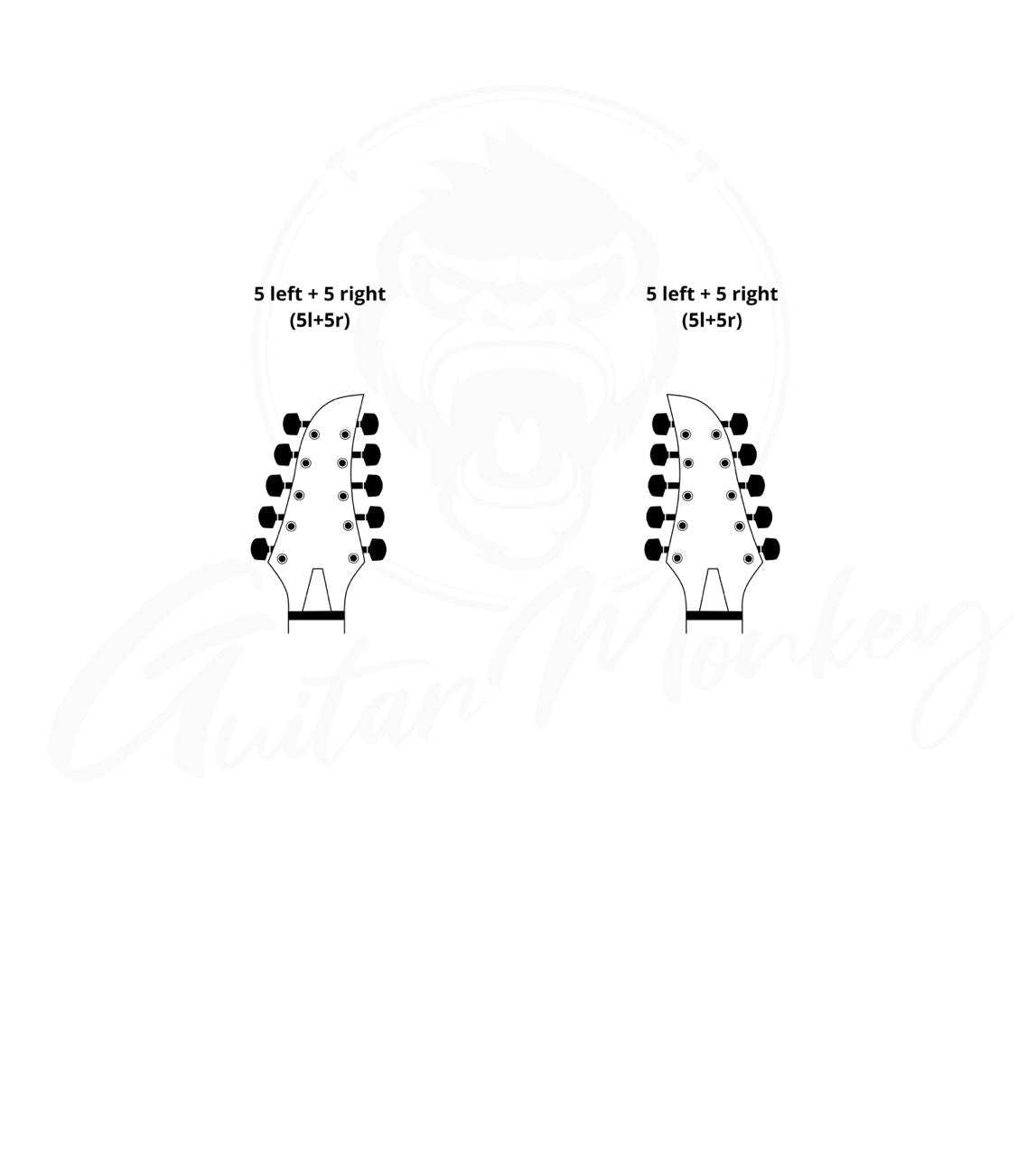 10-String Set - Monkey Locks - Locking Tuners - Gitarren Klemm Mechaniken - Big German Metal Buttons - Guitar Monkey