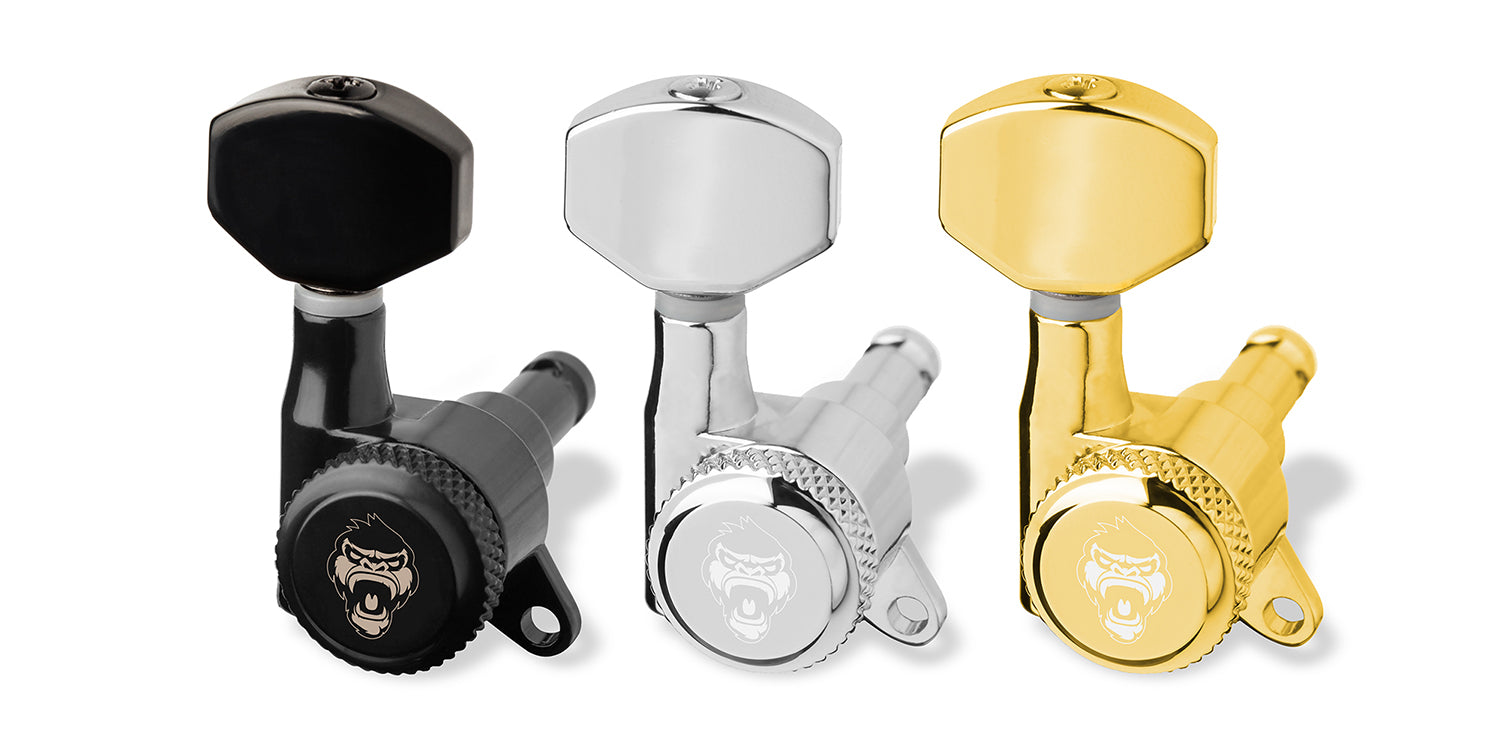 6-String Set - Monkey Locks - Locking Tuners - Gitarren Klemm Mechaniken -  Small German Metal Buttons - Guitar Monkey
